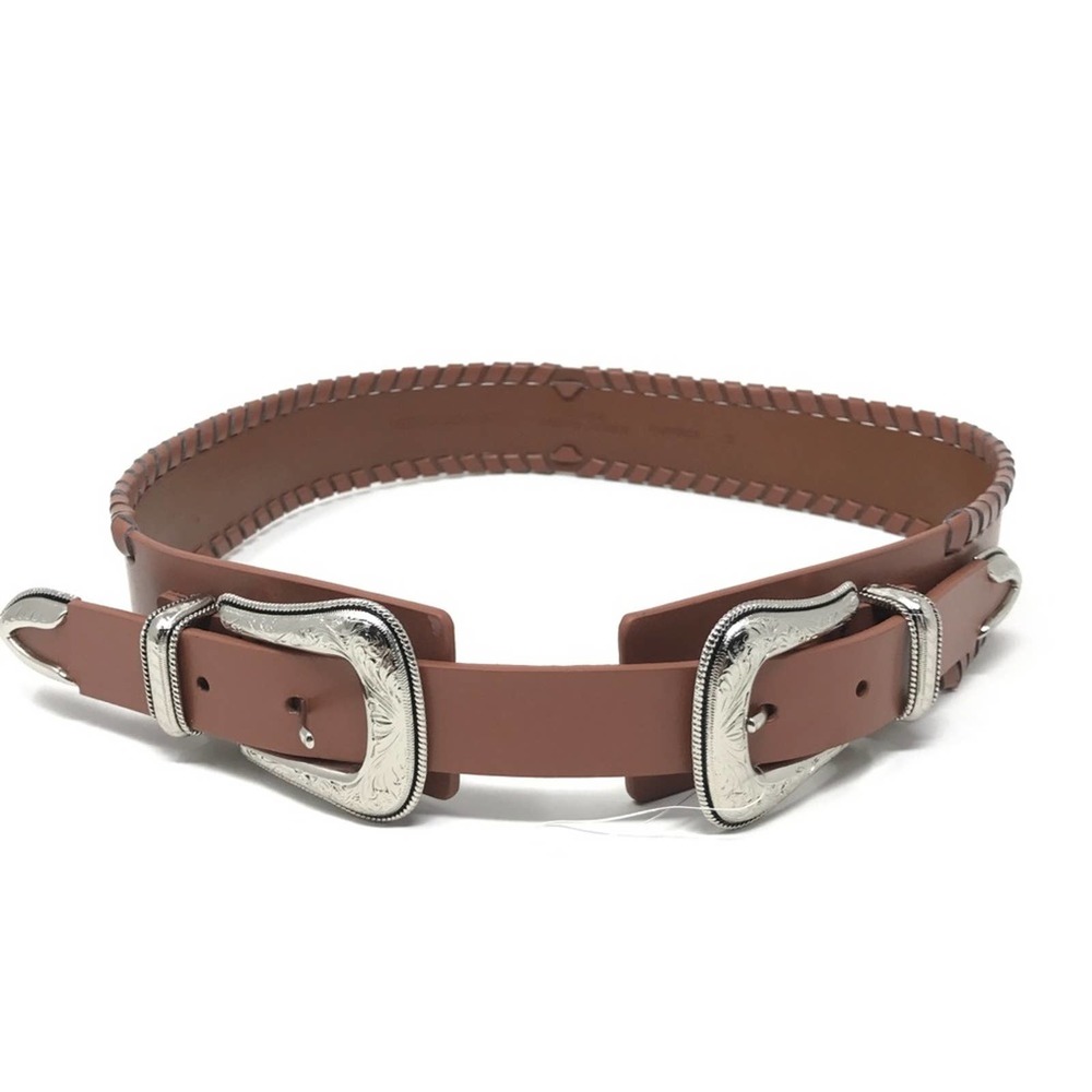 Rebecca Minkoff Sam Belt Women's Size Medium Brown Leather Silver Buckle Western